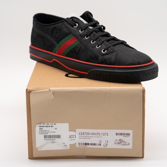 Size 13G 13.5 US Gucci Tennis 1977 Off the Grid Low Black Canvas Sneakers GG - Picture 9 of 10